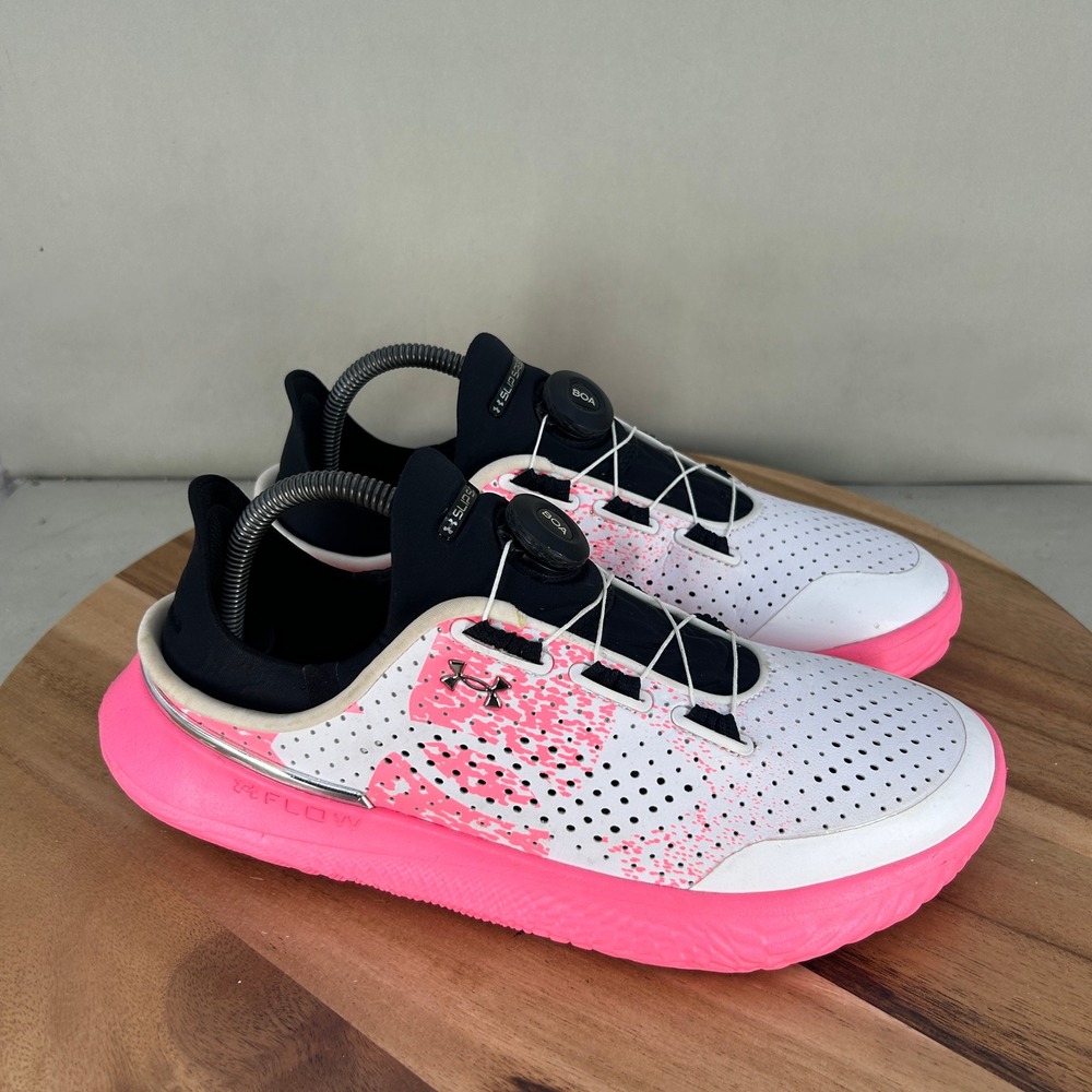 Under Armour SlipSpeed BOA Pink White Shoes 3026409-600 Mens 8 Womens 9.5